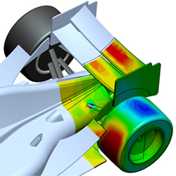 Reaction forces on a rear-wing of an Indy race car. Image courtesy of Voxdale.